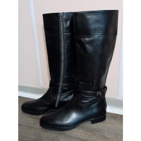 Coach Eva Skinny Calf Leather Riding Boots - Picture 2 of 6